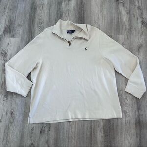 Vintage Polo Ralph Lauren 1/4 Zip Sweater Men's Size XXL Ivory green Pony Preppy